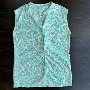 Vintage 80s/90s Devon Pastel Floral Sleeveless Blouse – Cottagecore Summer